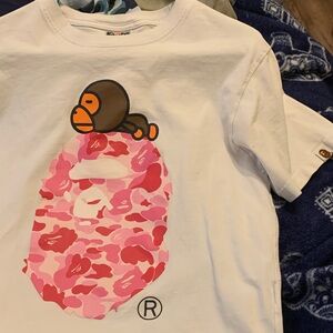 White T-Shirt with Pink Graphic and Logo
